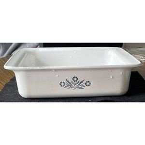 Cornflower Blue by Corning circa 1957-1988 White w/ flower P322 8x8x2 Casserole